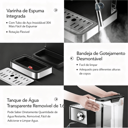 Máquina de Café Espresso Automática 1,6 L com Moedor Integrado