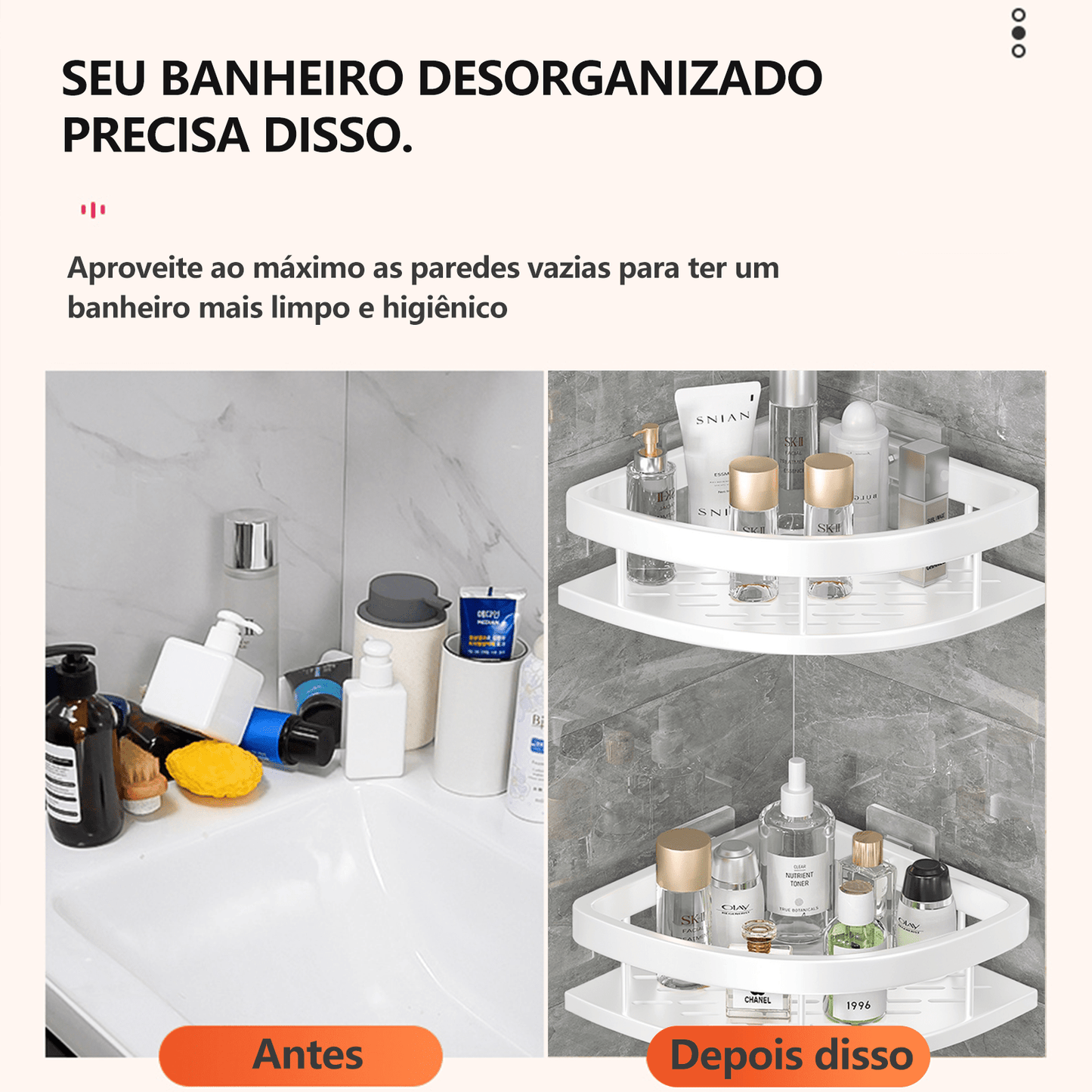 Suporte para Banheiro com Prateleira Multifuncional