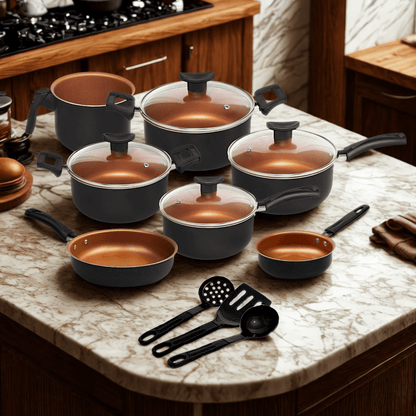 Jogo de Panelas Premium Antiaderente em Teflon – 10 Peças