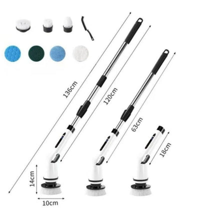 Escova Elétrica Giratória Recarregável 9 em 1 com Cabo Extensor