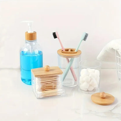 Kit de Acessórios para Banheiro em Bambu