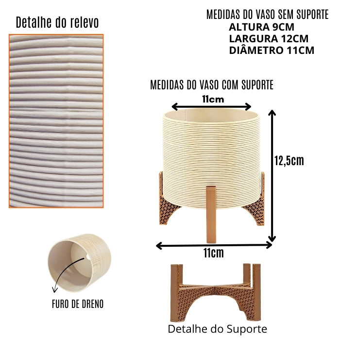 Vaso Cachepot Médio com Suporte para Plantas