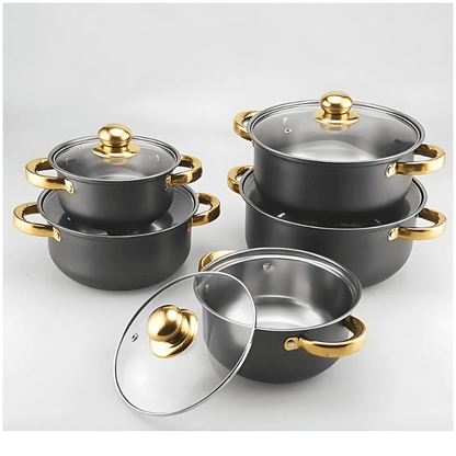 Jogo de Panelas Antiaderentes em Inox com Utensílios