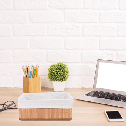 Conjunto com 3 Cestos Organizadores de Bambu com Forro