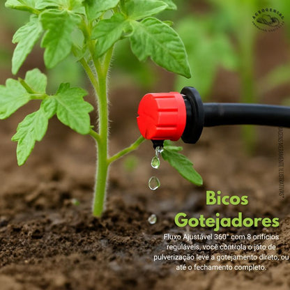 Kit Completo de Irrigação Automática para 35 Vasos com Gotejadores