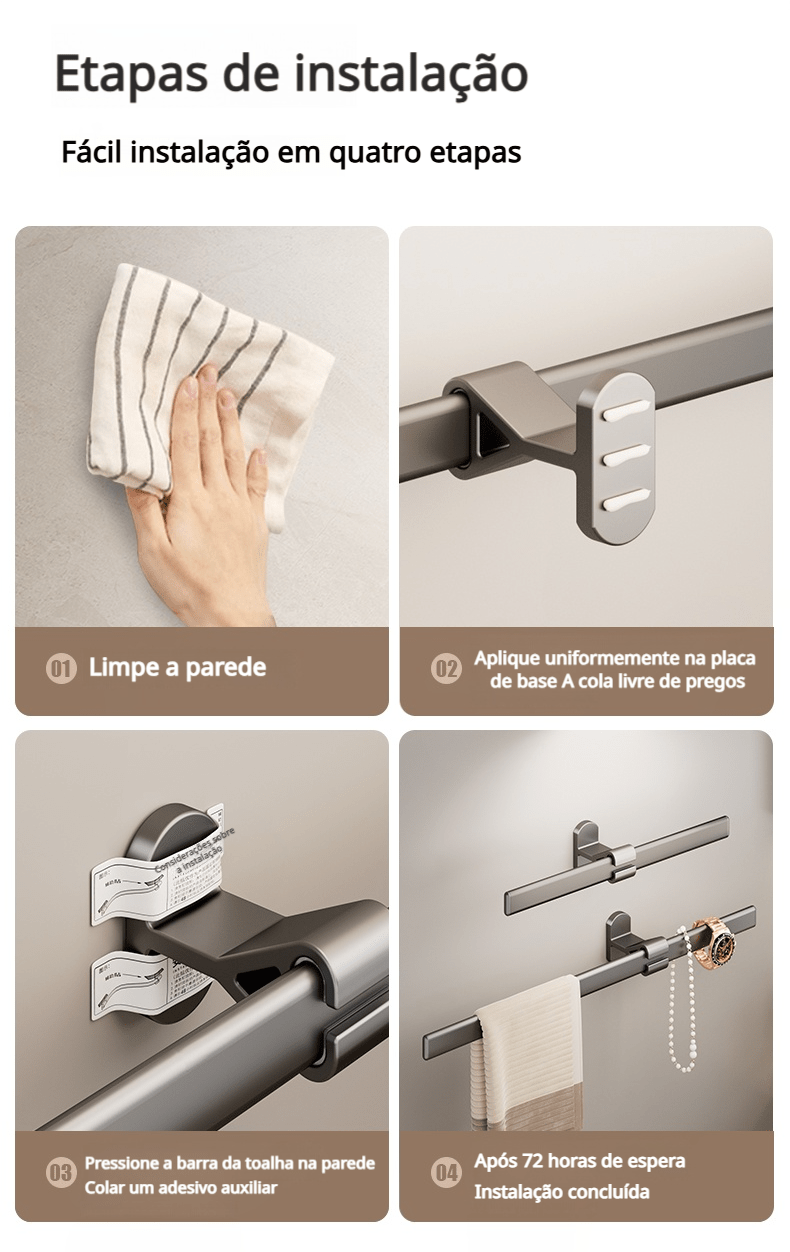 Porta-Toalhas para Banheiro com Braço Móvel