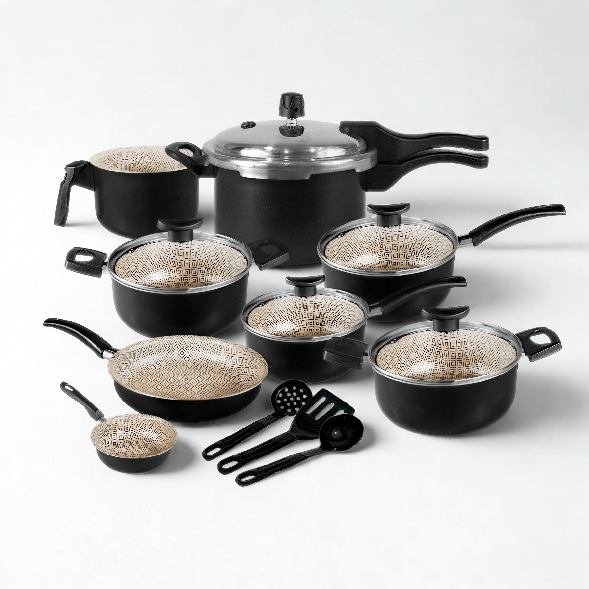 Jogo de Panelas Premium Elegance Black Glacial Antiaderente