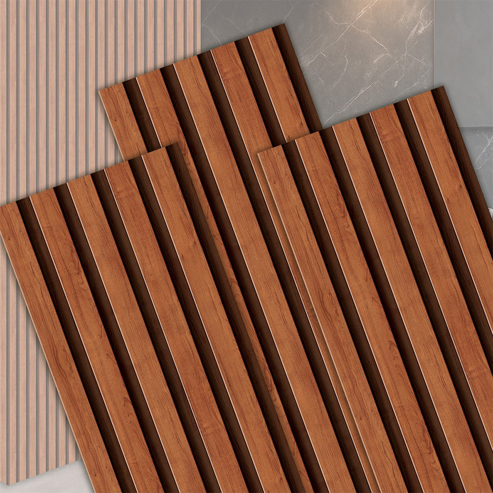 Kit com 10 Painéis Autoadesivos de Madeira Frisada