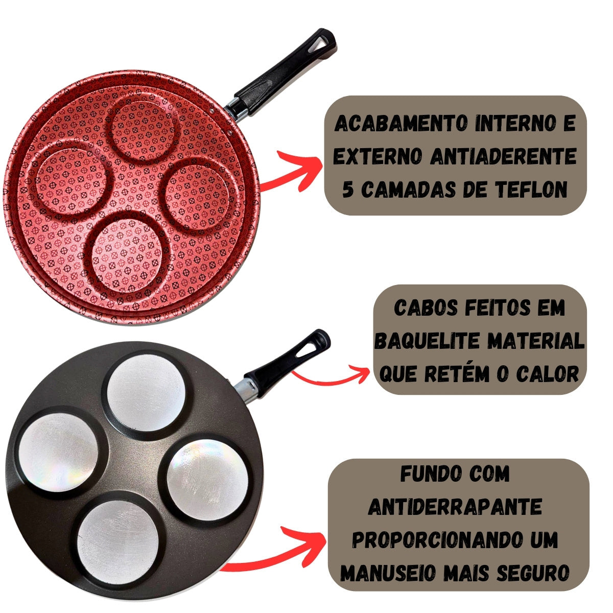 Frigideira para Ovos Antiaderente Rotoprint com 4 Cavidades