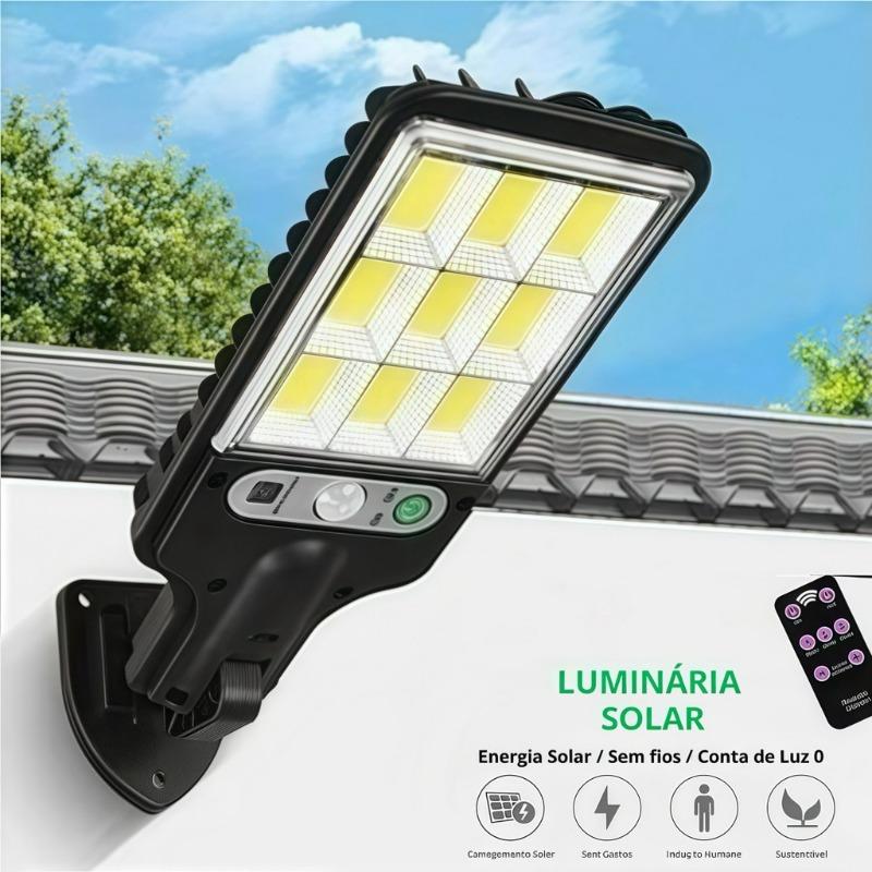 Luminária Solar de Parede 108 LEDs com Sensor de Presença