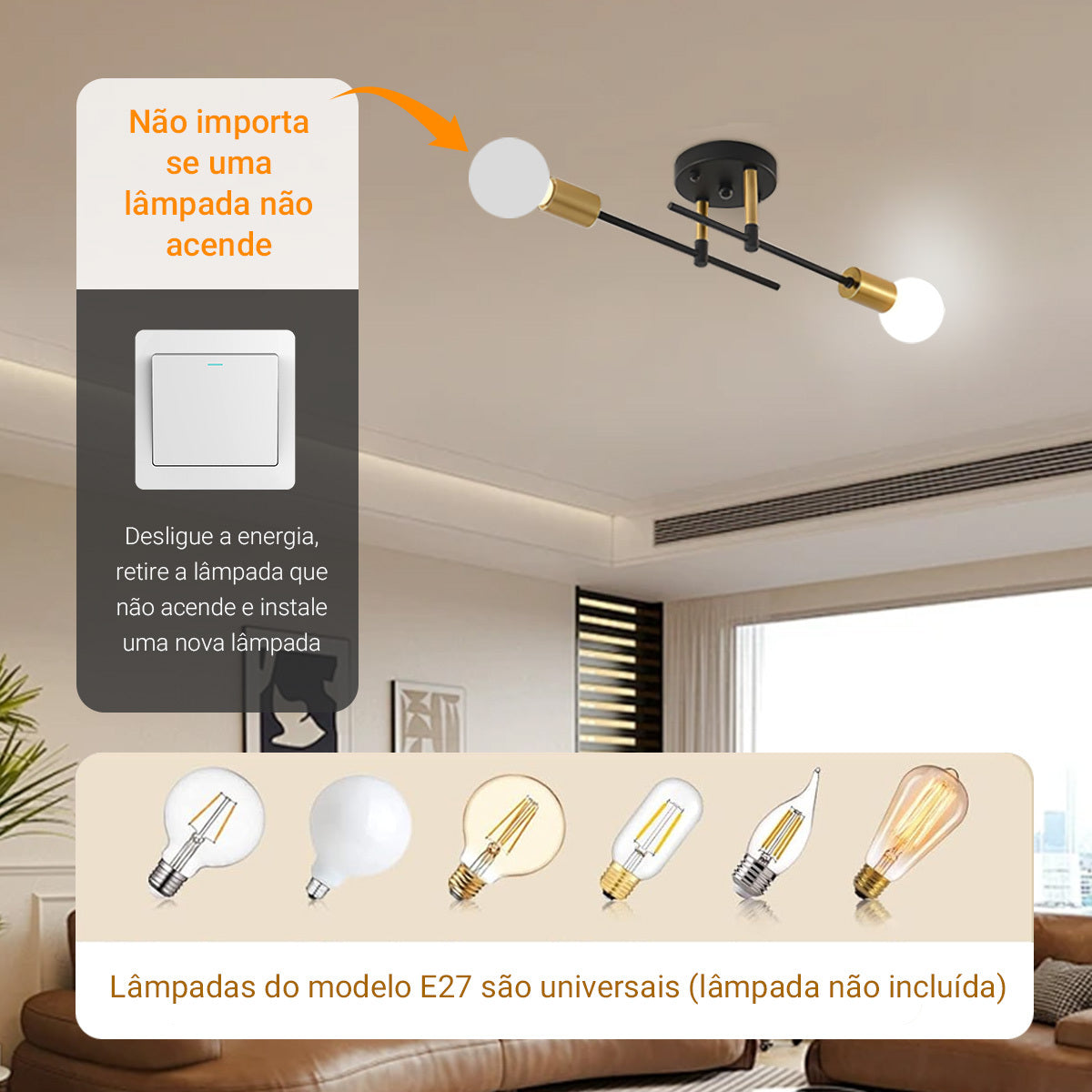 Lustre de Teto Estilo Industrial Retrô