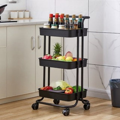 Carrinho Organizador Multiuso com Rodas – 3 Prateleiras em Aço