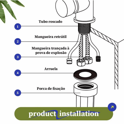 Torneira de Cozinha Gourmet em Aço Cromado com Extensor