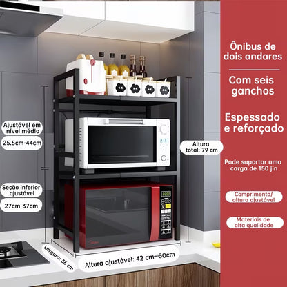 Suporte Ajustável para Micro-ondas em Aço Carbono