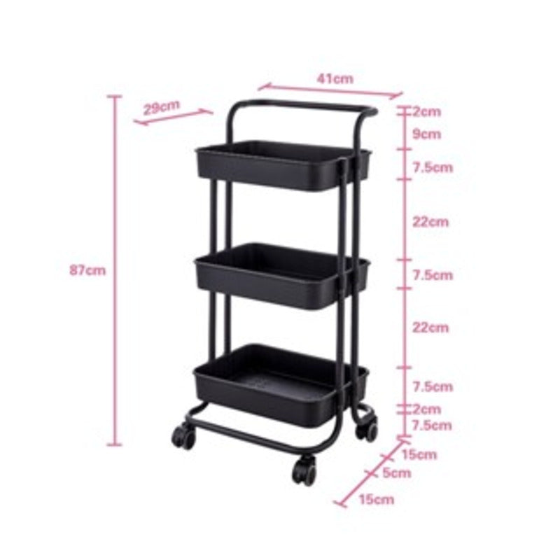 Carrinho Organizador Multiuso com Rodas – 3 Prateleiras em Aço