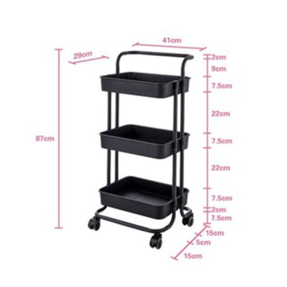 Carrinho Organizador Multiuso com Rodas – 3 Prateleiras em Aço