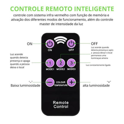 Luminária Solar de Parede 108 LEDs com Sensor de Presença