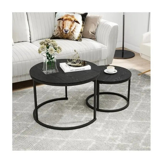 Conjunto de Mesas de Centro Redondas, Modernas e Empilháveis