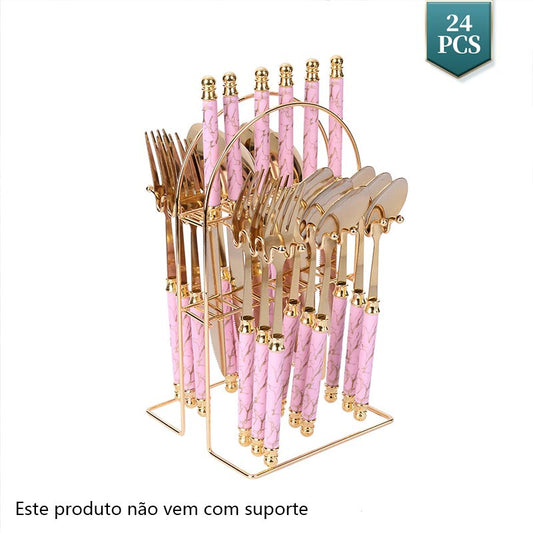 Jogo de Talheres Estilo Nórdico com 24 Peças