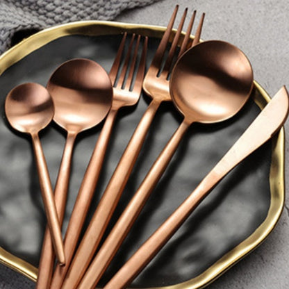 Conjunto de Talheres Dourados em Aço Inoxidável com 24 Peças