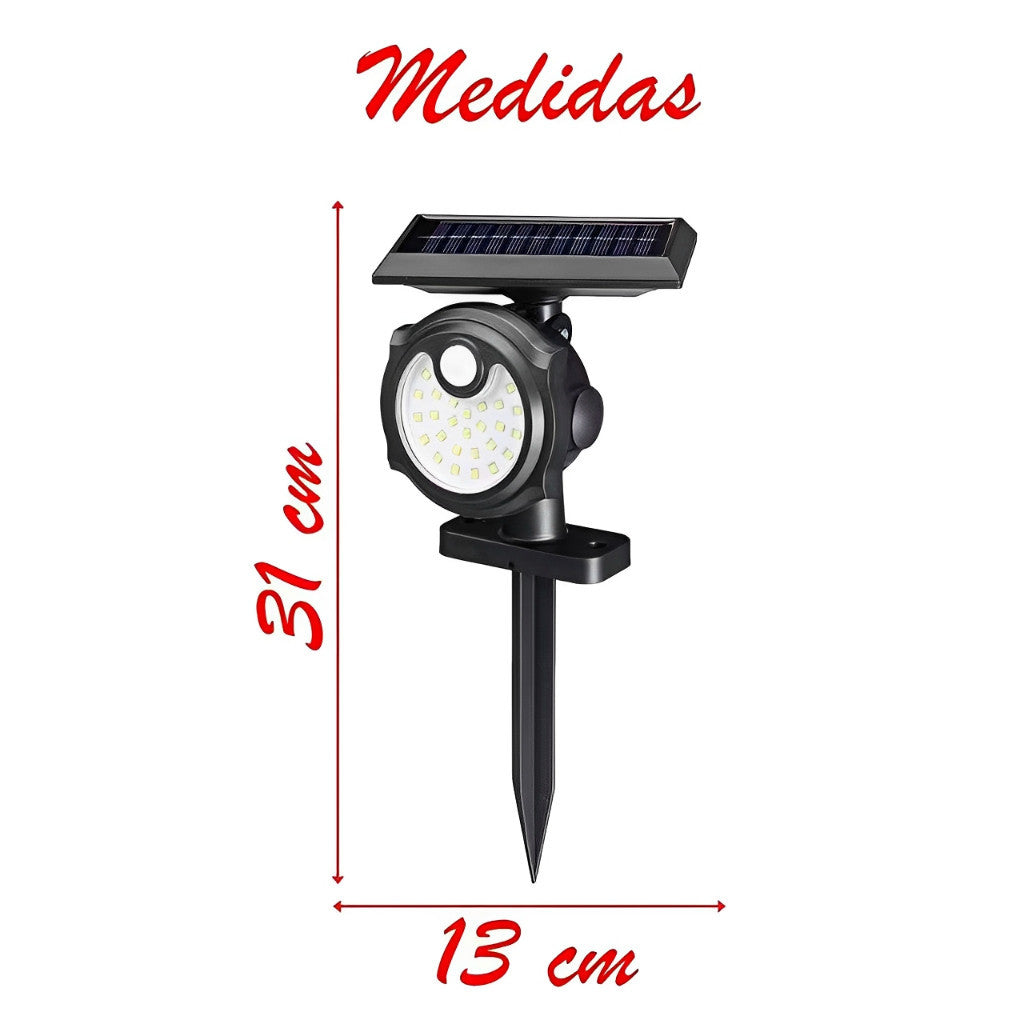 Refletor Solar LED para Jardim com Fixação por Espeto