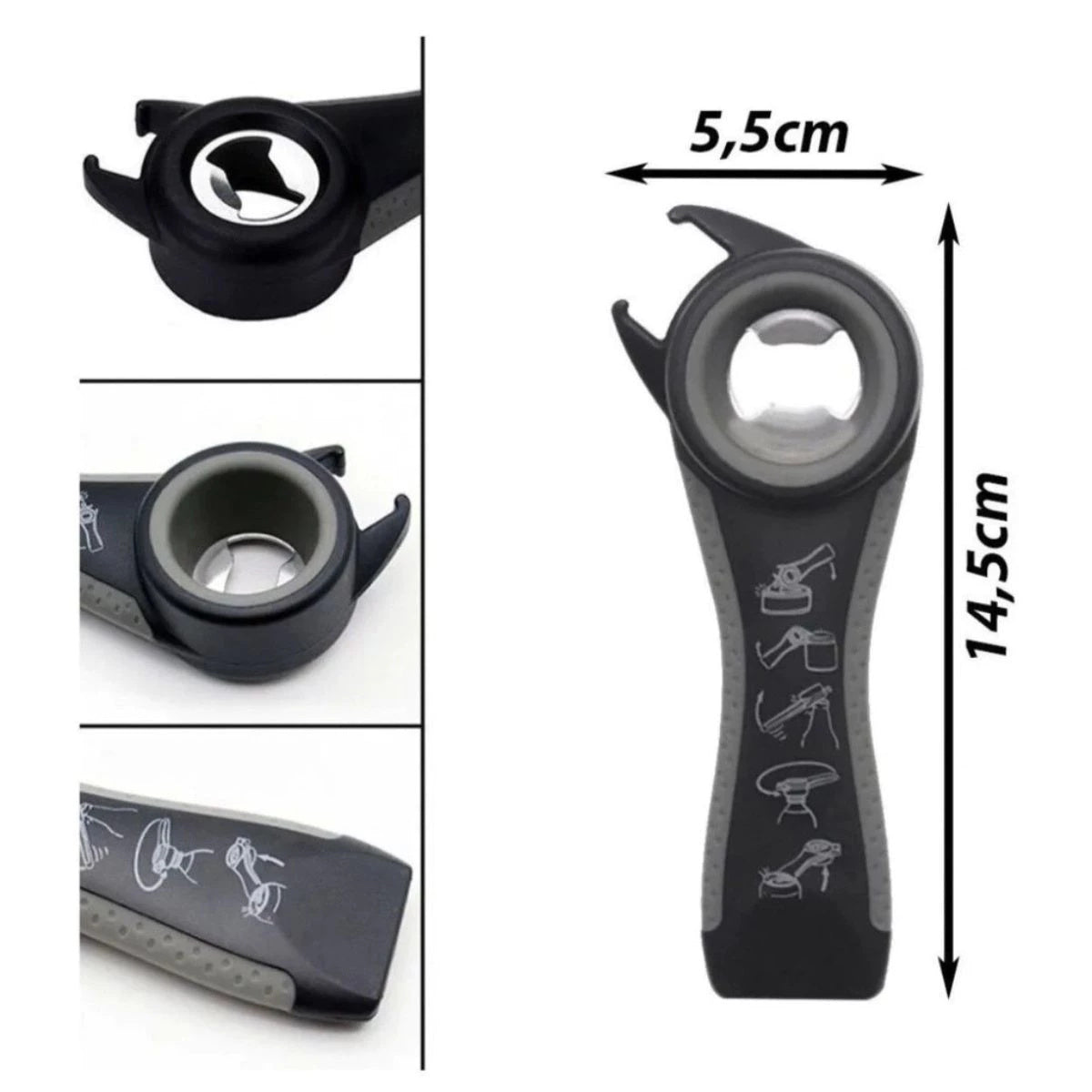 Abridor de Latas e Tampas 5 em 1