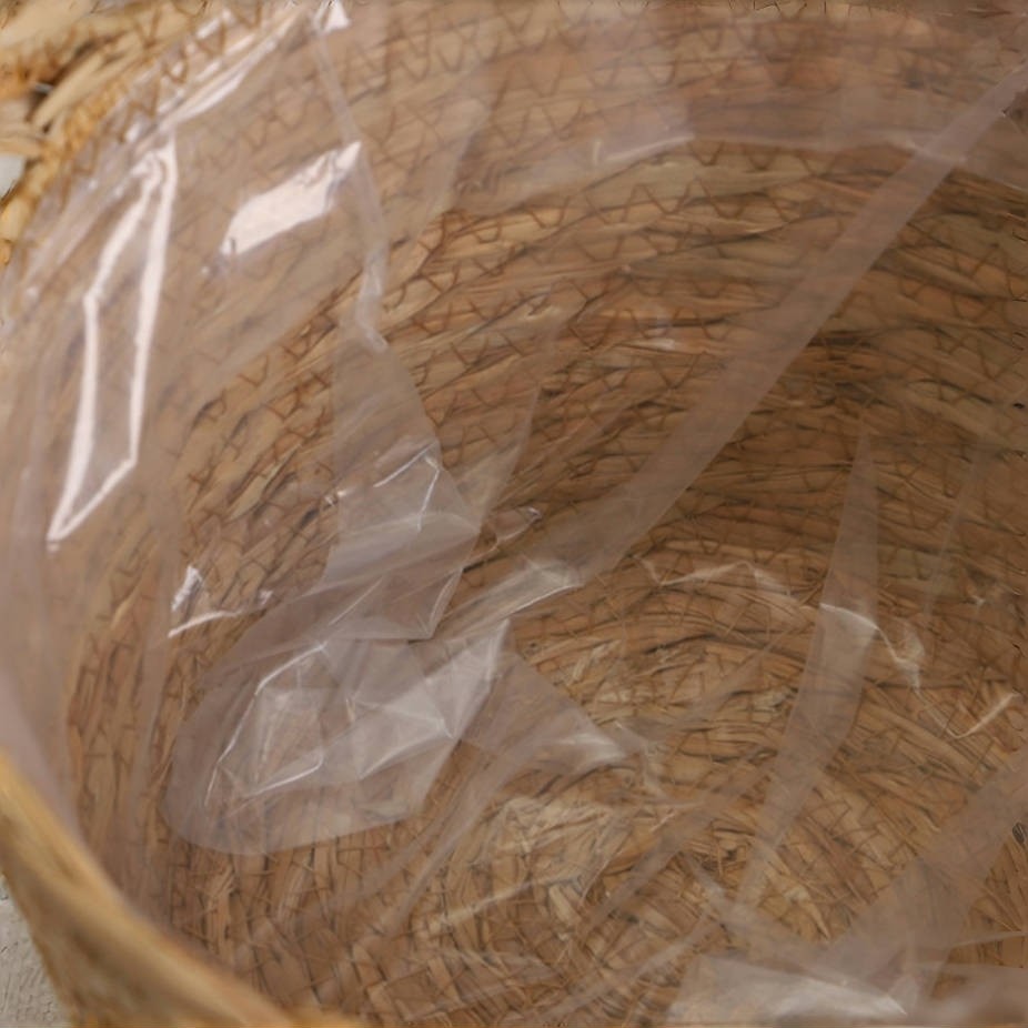 Cesto Cachepot de Fibra Natural com Revestimento Interno