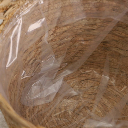 Cesto Cachepot de Fibra Natural com Revestimento Interno