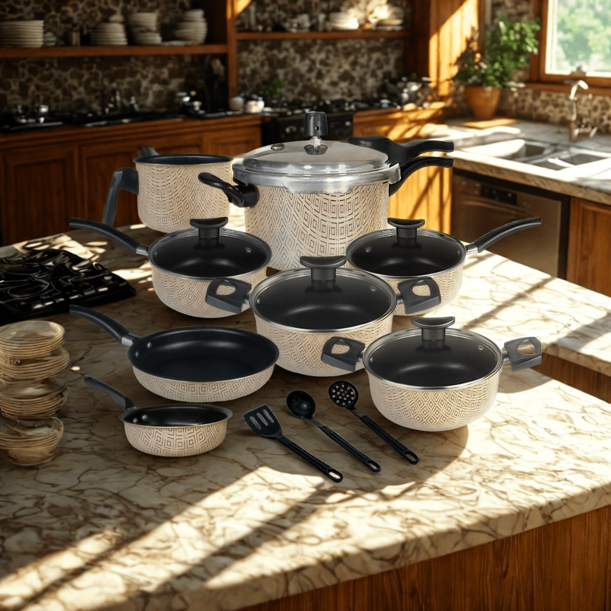 Jogo de Panelas Premium Elegance Black Glacial Antiaderente