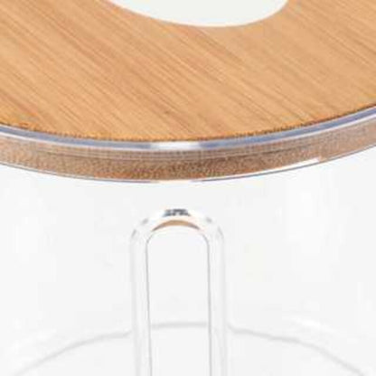Porta-Papel Higiênico Transparente com Tampa Decorativa em Bambu