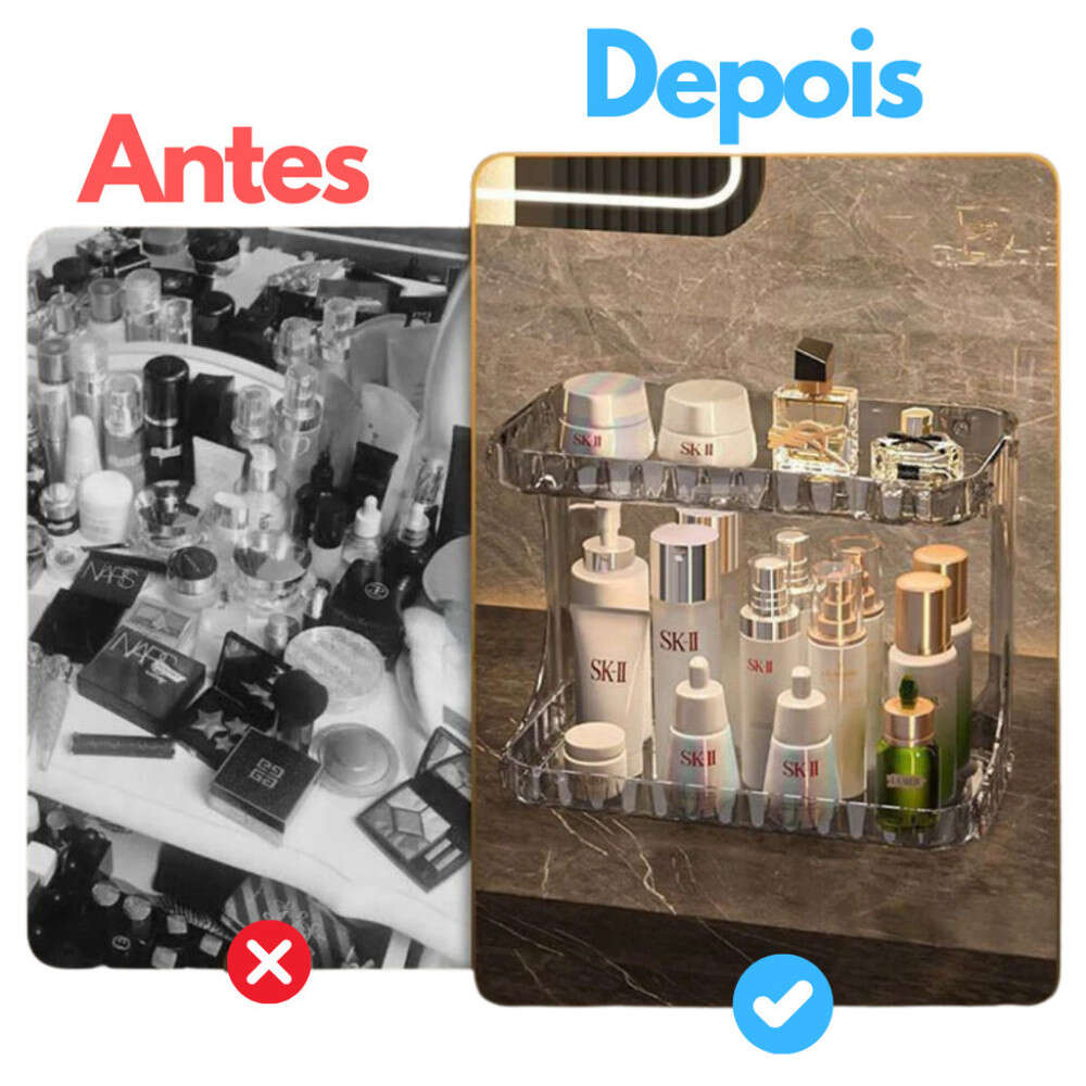 Suporte Acrílico para Cosméticos com Acabamento Diamantado