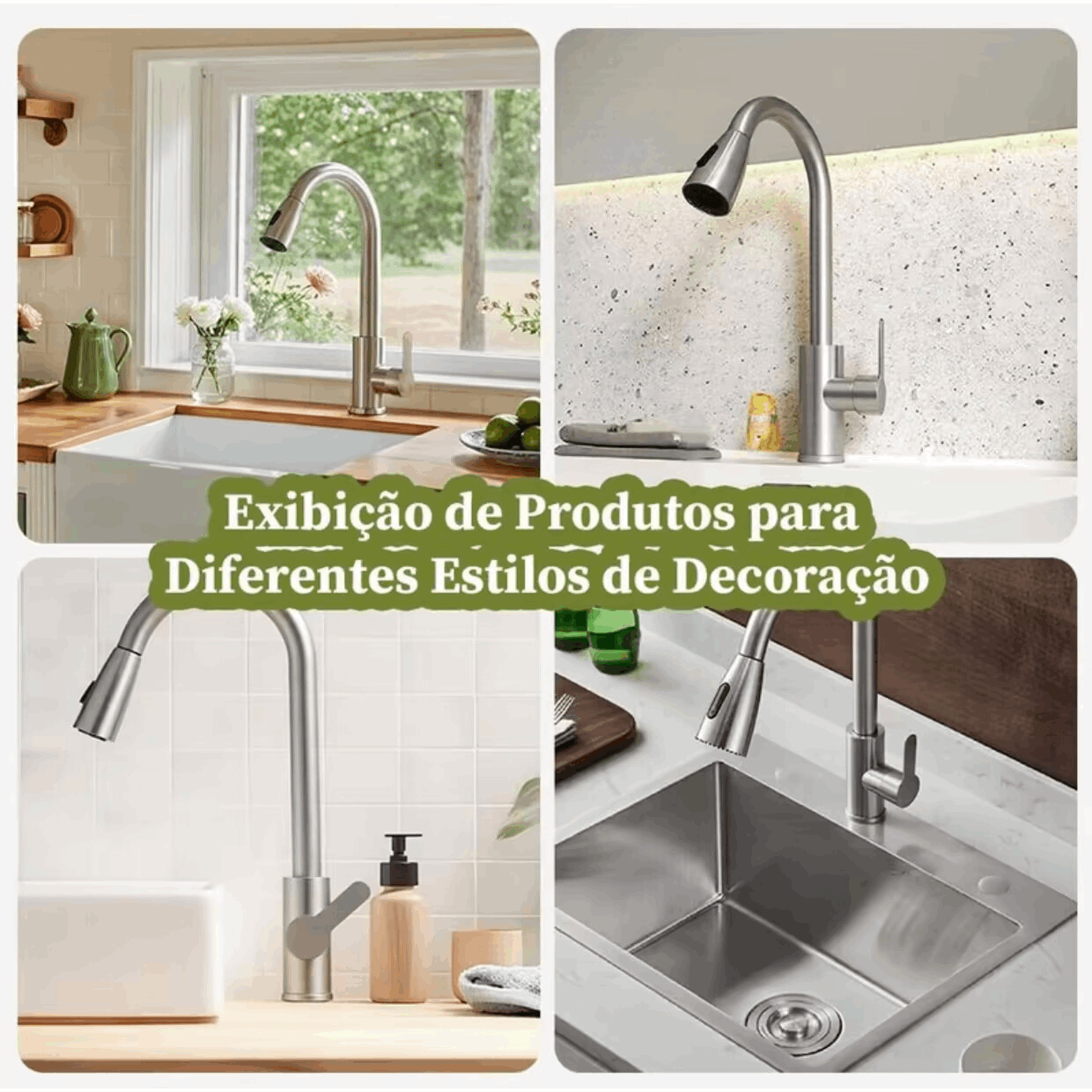 Torneira de Cozinha Gourmet em Aço Cromado com Extensor