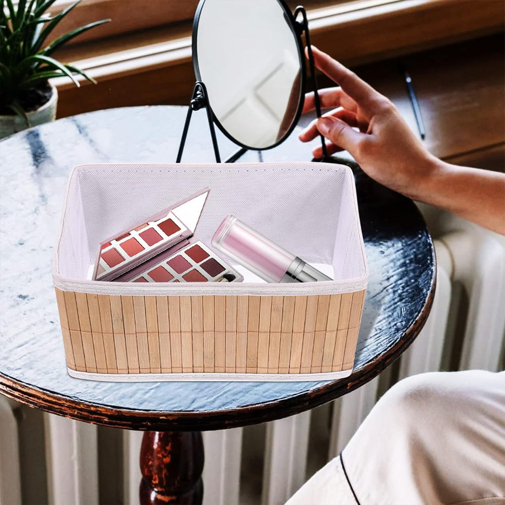 Conjunto com 3 Cestos Organizadores de Bambu com Forro