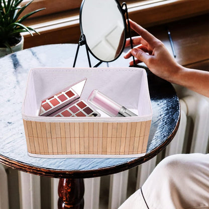 Conjunto com 3 Cestos Organizadores de Bambu com Forro