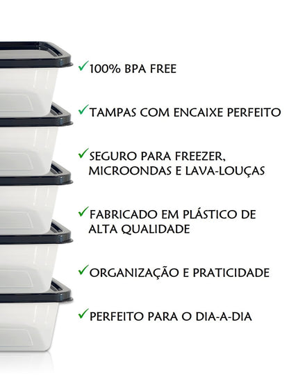 Kit com 10 Potes Reutilizáveis 500 ml Transparentes