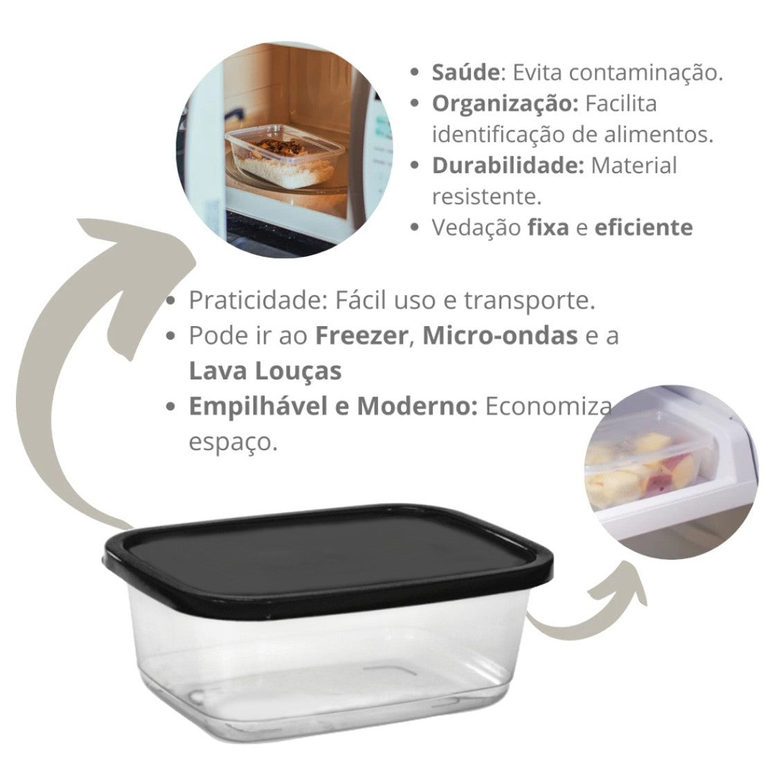 Kit com 10 Potes Reutilizáveis 500 ml Transparentes