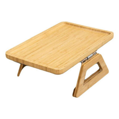 Bandeja de Sofá Quadrada em Madeira com Porta-Pratos Dobrável