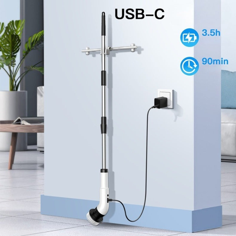 Escova Elétrica Giratória Recarregável 9 em 1 com Cabo Extensor